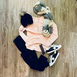 Blush pink thermal Henley